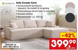 Netto Marken-Discount JUSKYS Sofa Coredo Cord Angebot
