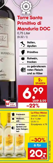 Netto Marken-Discount Le Filou Weine Angebot