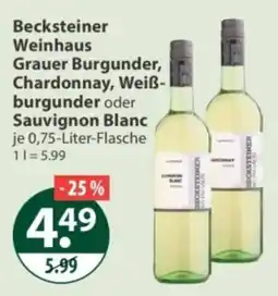 V Markt Becksteiner Weinhaus Grauer Burgunder, Chardonnay, Weißburgunder oder Sauvignon Blanc Angebot