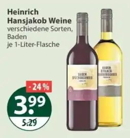 V Markt Heinrich Hansjakob Weine Angebot
