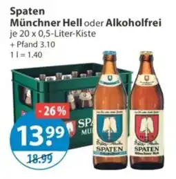 V Markt Spaten Münchner Hell oder Alkoholfrei Angebot