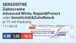 V Markt SENSODYNE Zahncreme Advanced White, Repair&Protect oder Sensitivität&Zahnfleisch Angebot
