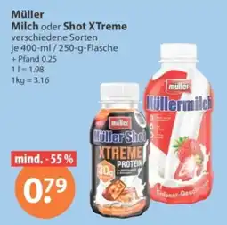 V Markt müller Milch oder Shot XTreme Angebot
