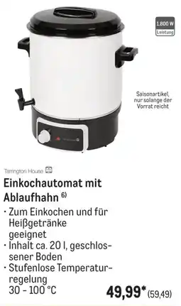 METRO Tarrington House Einkochautomat mit Ablauffhahn Angebot
