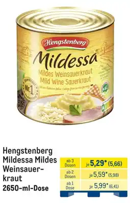 METRO Hengstenberg Mildessa Mildes Weinsauerkraut Angebot