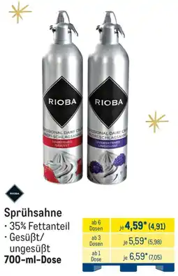 METRO RIOBA Sprühsahne Angebot
