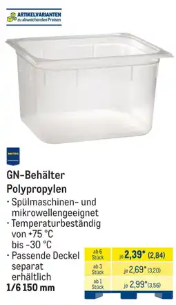 METRO GN-Behälter Polypropylen Angebot