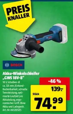 Hagebau BOSCH Akku-Winkelschleifer "GWS 18V-8" Angebot