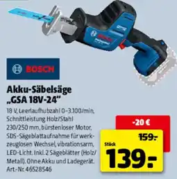 Hagebau BOSCH Akku-Säbelsäge „GSA 18V-24“ Angebot