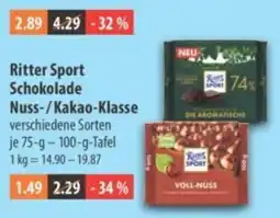 V Markt Ritter Sport Schokolade Nuss-/Kakao-Klasse Angebot
