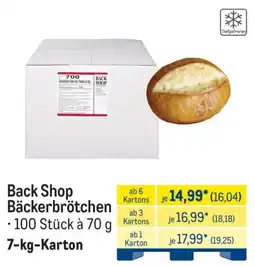 METRO Back Shop Bäckerbrötchen Angebot
