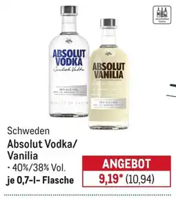 METRO Absolut Vodka/Vanilla Angebot