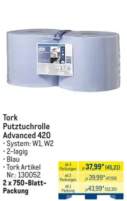 METRO Tork Putztuchrolle Advanced 420 Angebot