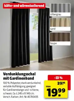 Hagebau Verdunklungsschal mit Gardinenband Angebot