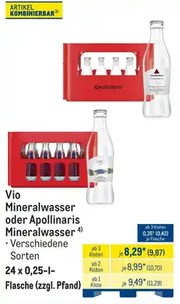 METRO Vio Mineralwasser oder Apollinaris Mineralwasser Angebot