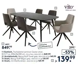 Möbel Rieger vito Esstisch mit 4 Stühlen Angebot