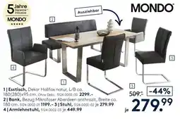 Möbel Rieger MONDO Esstisch, Bank, Stuhl, Armlehnstuhl Angebot
