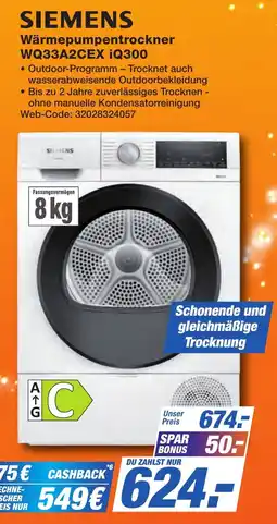 K+B Expert SIEMENS Wärmepumpentrockner WQ33A2CEX iQ300 Angebot