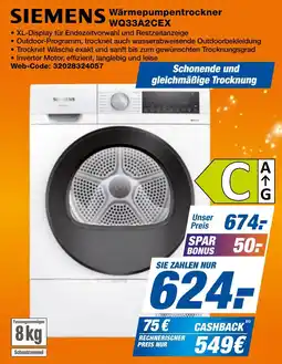 expert Techno Land SIEMENS Wärmepumpentrockner WQ33A2CEX Angebot