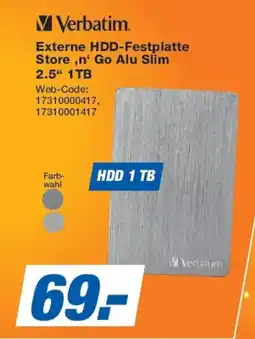 Expert Verbatim Externe HDD-Festplatte Store 'n' Go Alu Slim 1 TB Angebot