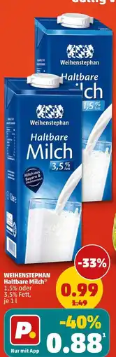 PENNY Weihenstephan Haltbare Milch Angebot