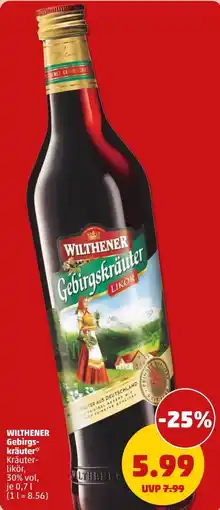 PENNY WILTHENER Gebirgskräuter Likör Angebot