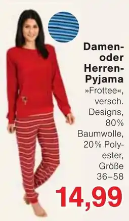 Wiglo Wunderland Damen- oder Herren-Pyjama »Frottee« Angebot