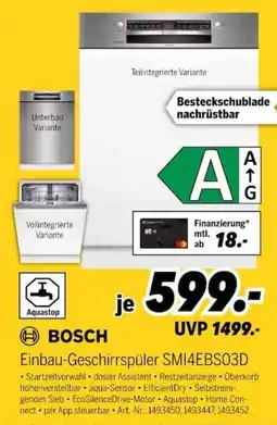 MEDIMAX Bosch Einbau-Geschirrspüler SMI4EBS03D Angebot