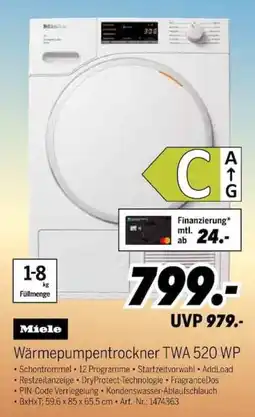 MEDIMAX Miele Wärmepumpentrockner TWA 520 WP Angebot