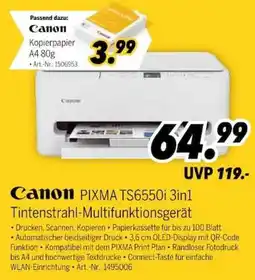 MEDIMAX Canon PIXMA TS6550i 3in1 Tintenstrahl-Multifunktionsgerät Angebot