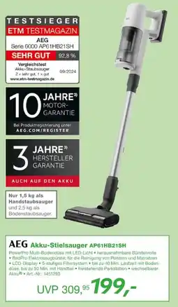 EP AEG Akku-Stielsauger AP61HB21SH Angebot