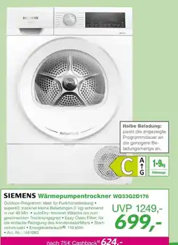 EP SIEMENS Wärmepumpentrockner WQ33G2D176 Angebot