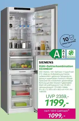EP SIEMENS Kühl-Gefrierkombination KG39NEIAF Angebot