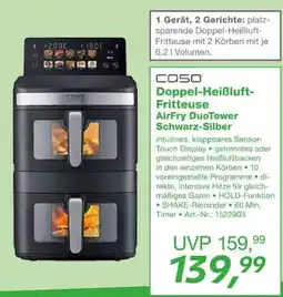 EP Caso Doppel-Heißluft-Fritteuse AirFry DuoTower Schwarz-Silber Angebot
