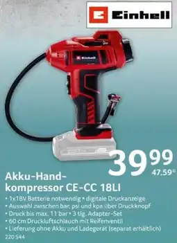 Selgros Einhell Akku-Hand-kompressor CE-CC 18LI Angebot