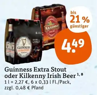 tegut Guinness Extra Stout oder Kilkenny Irish Beer 6x0,33L Angebot