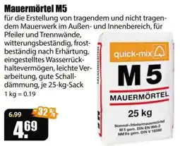 V Baumarkt quick-mix MAUERMÖRTEL Angebot