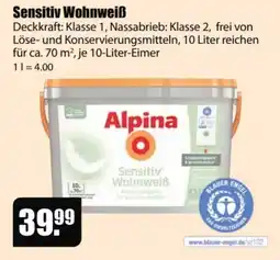 V Baumarkt Alpina Sensitiv Wohnweiß Angebot