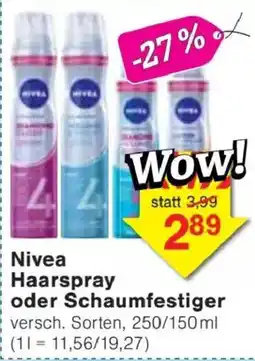 Jawoll Nivea Haarspray oder Schaumfestiger Angebot