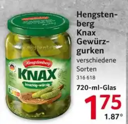 Selgros Hengstenberg Knax Gewürzgurken Angebot