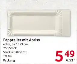 Selgros Pappteller mit Abriss Angebot