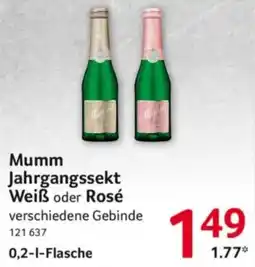 Selgros Mumm Jahrgangssekt Angebot