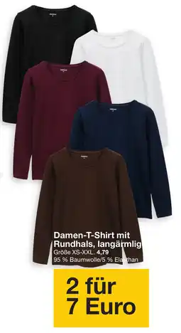 Zeeman Damen-T-Shirt mit Rundhals, langärmelig Angebot