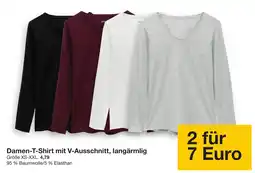 Zeeman Damen-T-Shirt mit V-Ausschnitt, langärmelig Angebot