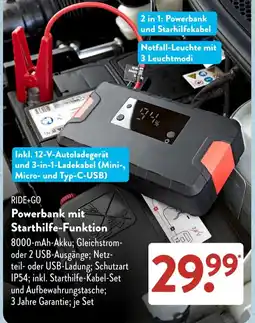 Aldi Süd RIDE+GO Powerbank mit Starthilfe-Funktion Angebot