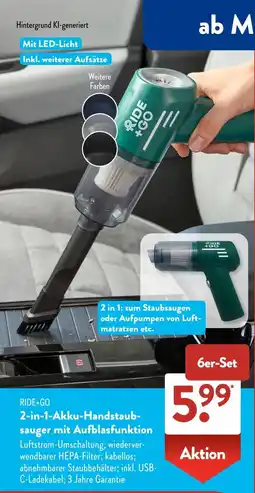 Aldi Süd RIDE+GO 2-in-1-Akku-Handstaubsauger mit Aufblasfunktion Angebot