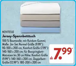 Aldi Süd NOVITESSE Jersey-Spannbetttuch Angebot