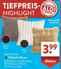 Aldi Süd HOME CREATION Felloptik-Kissen Angebot