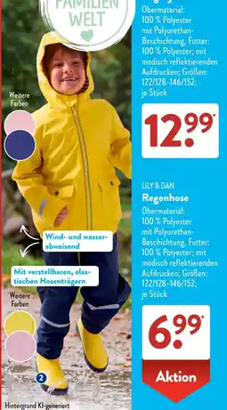 Aldi Süd LILY & DAN Regen Hose Angebot