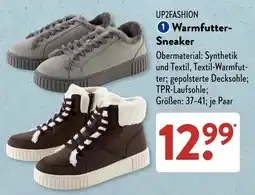 Aldi Süd UP2FASHION Warmfutter-Sneaker Angebot